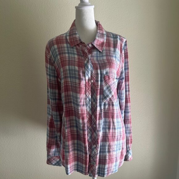 Rails Shirt Hunter Plaid Pink BlueWhite Button up Flannel Casual Top Boho SZM - Picture 1 of 10